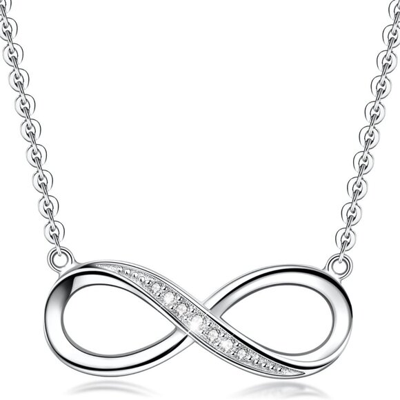 925 Sterling Silver Infinity Love Heart Necklace for Women
